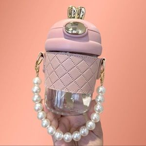 Drink Tumbler with Attached Straw and Strap